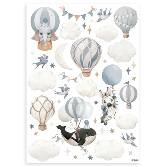 ANIMALS AND BALLOONS BLUE
